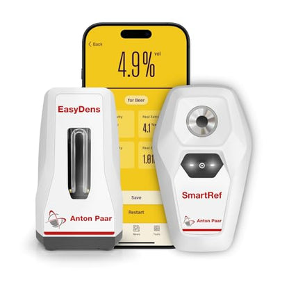 Alcohol Meter by Anton Paar – Includes EasyDens Hydrometer & SmartRef Refractometer | Direct ABV for Beer, Wine, Cider, Kombucha & Liqueur