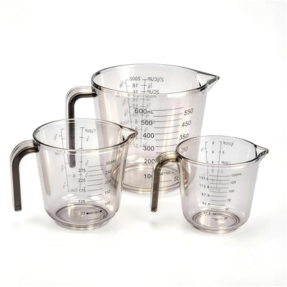 Measuring Cups Set, 3PCS with Pour Spout & Handle, Multi-Scale (cup | oz | ml) Stackable Liquid & Dry Plastic Measuring Tools for Baking Cooking, Essential Kitchen Gadgets (Coffee Brown) - color: coffee brown