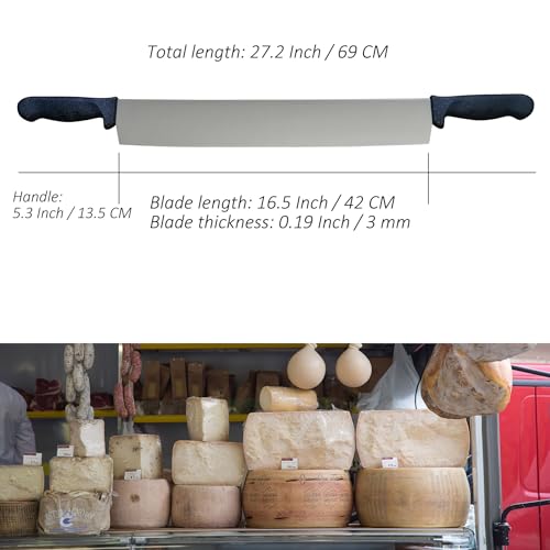Cheese Knife 16.5 Inch - MATTSTONE HILL Large Cheese Knife With Double Handles, Cheese Cutter, Polypropylene Handle, Black - size: 16.5"