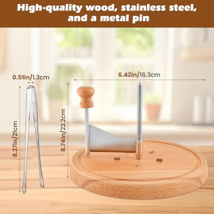 Cheese Curler Wheel, Stainless Steel Cheese Shaver with Sharp Blade Wood Base for Create Beautiful Rose, Ideal Cutter for Tete de Moine Curler and Chocolate Shavings and Curls
