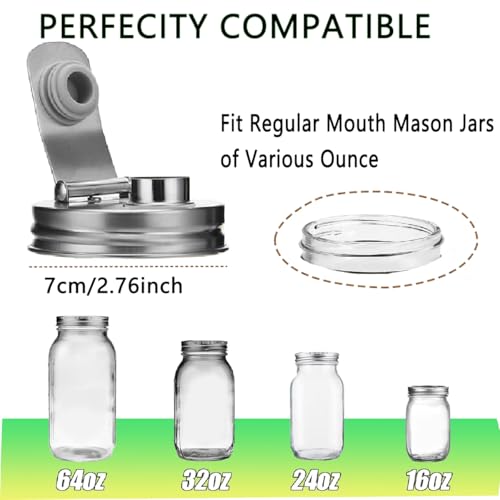 Mason Jar Pour Spout Lid Stainless Steel,Pour Spout Flip Cap Lids for Mason Jars,No Rust Leaking Proof for Home Brewing Fruit Fermenting Drinks Airtight(2PCS) (Regular Mouth) - size: Regular Mouth