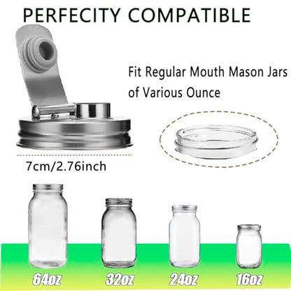 Mason Jar Pour Spout Lid Stainless Steel,Pour Spout Flip Cap Lids for Mason Jars,No Rust Leaking Proof for Home Brewing Fruit Fermenting Drinks Airtight(2PCS) (Regular Mouth) - size: Regular Mouth