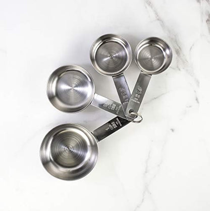 Mrs. Anderson’s Baking Measuring Cups, Engraved Measurements for Liquid or Dry Ingredients, Stainless Steel, 4-Piece Set - size: 4-Piece Set, Standard