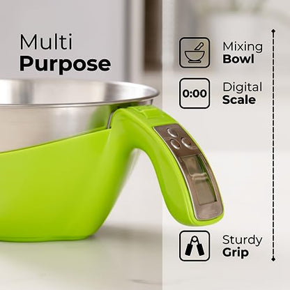 Fradel Digital Kitchen Food Scale with Bowl - 11lb, Grams & Ounces - Removable, Dishwasher-Safe Mixing Bowl - Green - color: Green