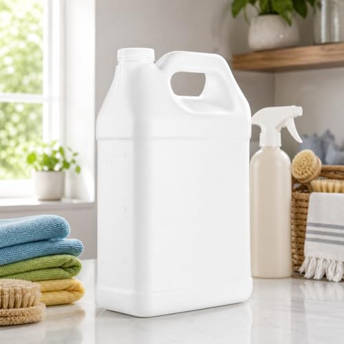 kitchentoolz 1 Gallon Carboy, White, High Density Polyethylene, Plastic Jug with Handle, Leak-Proof Lid, Dishwasher Safe, Made in USA, for Water, Brewing & Fermenting - size: 128 Ounces
