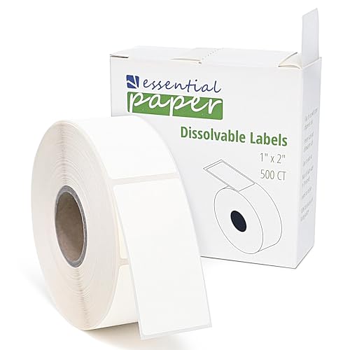 ESSENTIAL 500 Dissolvable Food Labels, 1 x 2 Inch Blank White for Food Storage, Containers, Mason Jars, Freezer(1 Roll - 500 Labels) - size: 1 Roll -500 Labels