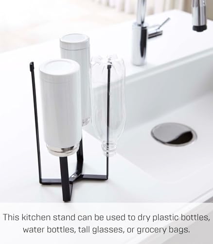 YAMAZAKI Home Tower Kitchen Multi Eco Stand - Multifunctional Plastic Bag Holder Bottle Dryer - Steel - color: Black
