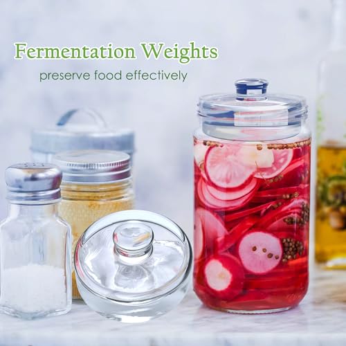 Year of Plenty Fermentation Weights - NonSlip Grip Handle - for Fermenting Sauerkraut, Pickles, Kimchi in Wide Mouth Mason Jars - Lead/Cadmium Free - (Set of 4)