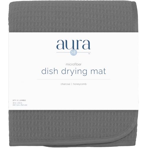 S&T INC. Dish Drying Mat Jumbo, 18” x 30”, Absorbent Microfiber Kitchen Counter Mat, Dish Drying Pad for Dishes, Utensils, Pots and Pans, Jumbo, Charcoal - size: 18" x 30"