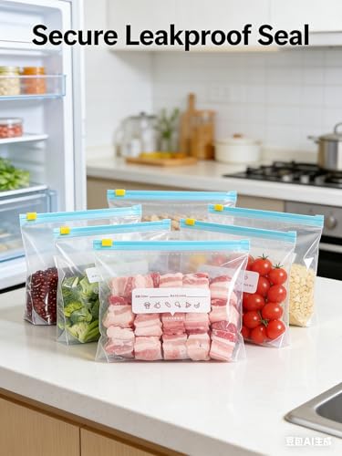 10 Pcs Reusable Bags Dishwasher Safe, Leakproof Food Storage Containers, Reusable Freezer Bags for Sandwich Snack, Lettuce Keeper for Refrigerator, Avocado Saver, Kimchi and Deli Meat Container