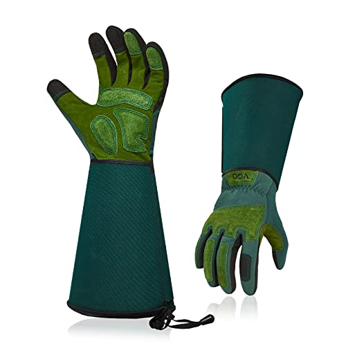 Vgo... 1 Pair Gardening Gloves Unses,Safety Work Gloves,Long Sleeves Gauntlet,Puncture-proof,Thorn Proof,Touchscreen(SizeXS,Green,SL7477) - color: 1 Pair - Dark Green, size: Unisex X-Small