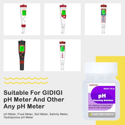 pH Meter Food Digital Electronic pH Tester for Fermentation 3 * 50ml pH Buffer Calibration Solution Kits Hot Sauce Food Tester Probe for Cheese Sourdough pH Temperature pH Test Strips for Acidity