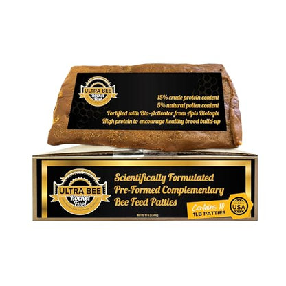 Mann Lake Ultra Bee Rocket Fuel Patties with Natural Pollen & Apis Biologix Bio Activator, High Protein Food for Spring Colony Growth, Increased Honey Production & Improved Brood, Made in USA, 10 lb