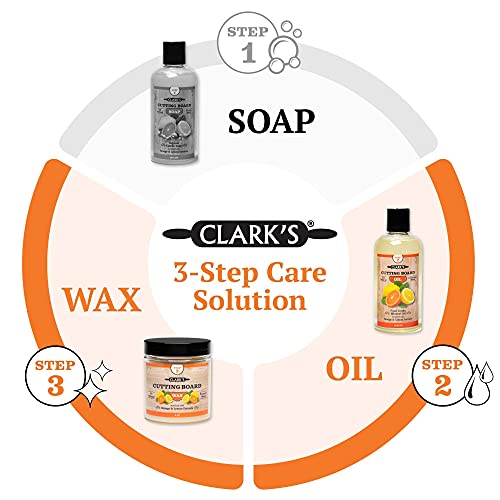 CLARK'S Small Scrub Brush and Cutting Board Care Kit | Orange and Lemon Scent