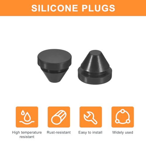 uxcell 25Pcs Silicone Plugs, Rubber Round Snap in Locking Hole Plugs for 9-10mm Hole, Hole Stoppers Waterproof Hole Plug for Metal Tube, Furniture End Caps Inserts, Black - size: 9-10mm