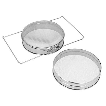 Honey Filter Stainless Steel Beekeeping Double Honey Sieve Strainer Apiary Equipment Durable Food Grade 304 Stainless Steel Honey Filter with Double Screen for Beekeepers and
