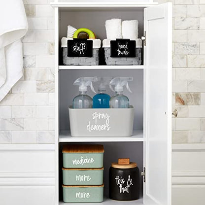 Talented Kitchen Laundry Room Organization Labels - 141 Preprinted White Script Clear Vinyl, Water-Resistant - Sticker Labels for Jars & Food Containers - Pantry, Bathroom & Linen Closet - color: White Text on Clear Label