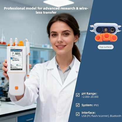 PH510T Digital pH Meter Tester ±0.002pH Accuracy Portable Touchscreen IP65 Waterproof ORP 1-8 Point Calibration for Drinking Water Pool Aquarium Lab Testing - style: Smart Touchscreen Model
