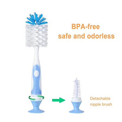 Chemimoso Multifunctional Cleaning Brush, Baby Bottle Brush, Water Bottle Brush Cleaner, Cup Brush, Rotate The Suction Cup to Obtain The Small Bristle Brushes Hidden in Handles, Set B, Grey - color: Grey 2