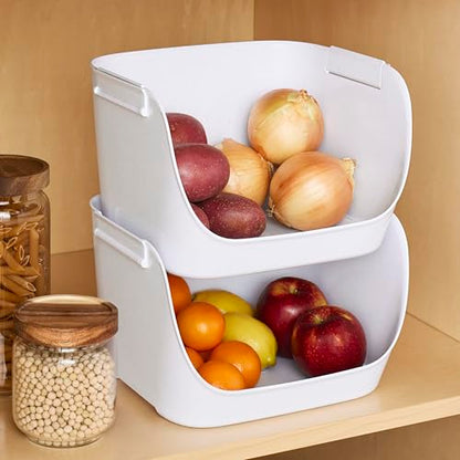 YouCopia ShelfBin Stacking Pantry Bins, 2-Pack, Stackable Storage Basket Organizers for Kitchen and Cabinet Organization - size: Stacking Bins