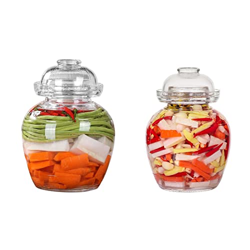 Fermentation Pickle Jar, Fermentation Kit with Water Seal, Glass Jar with Lid Paocai Jar Crock Pot for Pickles, Kimchi, Sauerkraut, Kombucha and Wine Brewing