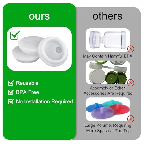 Fermentation Lids Silicone Waterless Airlock Fermenting Lids for Wide Mouth Mason Jars For Making Pickled and Fermented Probiotic Foods 3 Pack White (Jars Not Included) - color: White