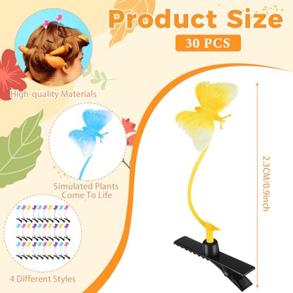 30 Pcs Bean Sprout Hair Clips Rave Mixed Style Plant Hairpins Hair Accessories for Party Irish(Butterfly) - style: Butterfly