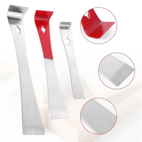 3 Pcs Stainless Steel Pry Bar Set, 3 Sizes Mini Flat Pry Bar Multipurpose, Trim Puller Tools, Bee Hand Hive Tool Scraper, Beekeeping Equipment Tool Set for Scraping Pulling Lifting Remodel