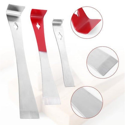 3 Pcs Stainless Steel Pry Bar Set, 3 Sizes Mini Flat Pry Bar Multipurpose, Trim Puller Tools, Bee Hand Hive Tool Scraper, Beekeeping Equipment Tool Set for Scraping Pulling Lifting Remodel