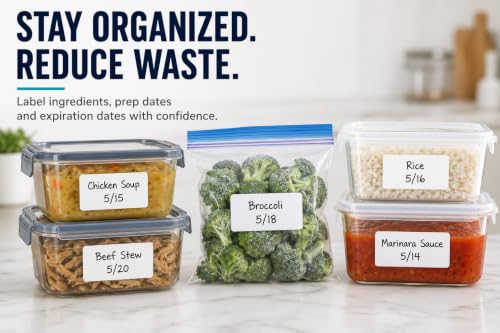 Veritack™ 1000 Removable Food Labels – 1" x 2" Roll on 1" Core – Moisture Resistant – Freezer & Refrigerator Safe – Writable Stickers for Restaurant, Meal Prep & Food Storage