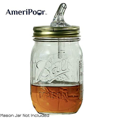Mason Jar Pour Spouts - For Moonshine And Whiskey - Made 100% In The USA. Free Flow Mason Jar Spouts That Don't Leak - No Cracks, Just A Perfect Cocktail Pour Everytime. 2 Pack - size: Classic Regular Mouth No Flap