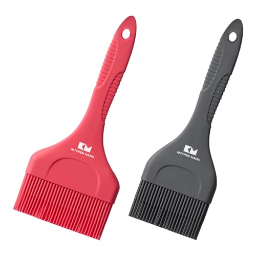 Kitchen Mama Platinum Silicone Extra Wide Pastry & Basting Brush Set | Heat Resistant, Dishwasher Safe, BBQ Grilling & Cooking, Baking & Outdoor Use, For Butter, Egg Wash, Oil, Sauce