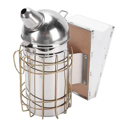 ANGGREK Bee Smoker, Stainless Steel Beekeeping Tool with Heat Guard, Safe to Use for Novice and Experienced Beekeepers (Round Nozzle 800g A)
