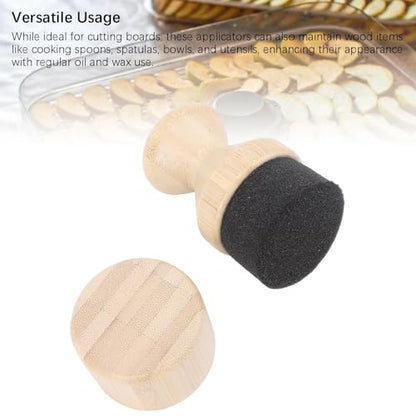 2 Pack Cutting Board Oil Wax Applicator, Food Grade Bamboos Applicator Scrub Brush Set for Wooden Cooking Utensils