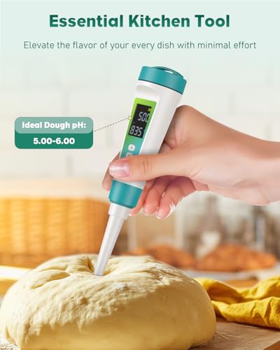 Pawfly Digital pH Meter for Food High Accuracy pH Tester for Sourdough and Bread, Food pH Meter for Fermentation pH Test Pen for Fermenting, Sausage, Canning, Meat, Cheese and Water