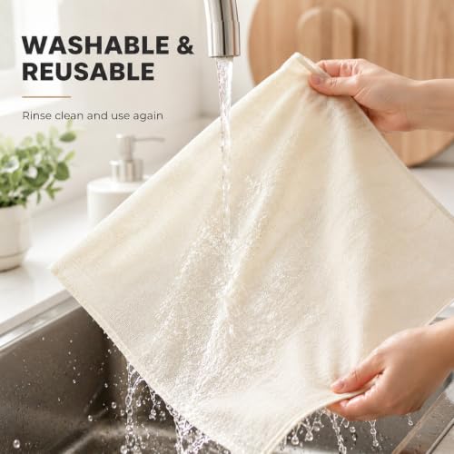 Reusable Cheesecloth, 20x20 Inch Hemmed 100% Unbleached Cotton Strainer Cloth, Washable for Cooking, Baking, Juicing & Cheese Making