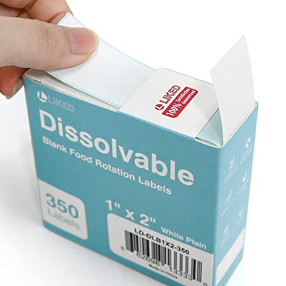L LIKED Blank 1 x 2 Inch Dissolvable Labels for Food Rotation Prep roll of 350 (2 Rolls)
