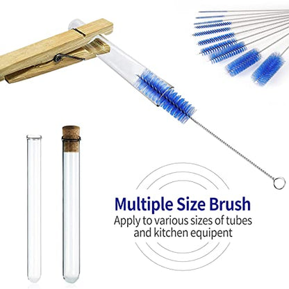 CiaraQ Bottle Cleaning Brushes, 8 Inch Nylon Tube Brush Set | Navy Blue Cleaner for Narrow Neck Bottles Cups with Hook, Set of 10pcs. - color: Navy Blue, size: 8.0 Inch (10pcs)