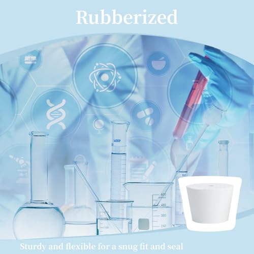 6Pcs Solid Rubber Stopper Bungs with Hole 33mm to 41mm Solid Test Tubes Bungs Stopper for Flask, Plug Holes and Test Tube(White) - size: 33-41MM