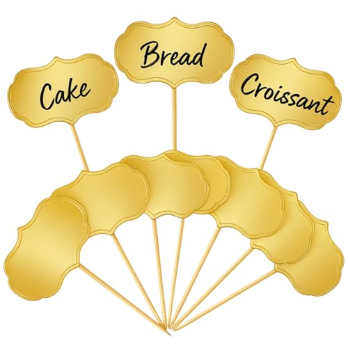 Blulu 50 Pieces Cheese Markers for Charcuterie Board Buffet Labels Food Tags Blank Toothpick Flags Appetizer Signs Chalkboard Cupcake Toppers Picks for Wedding Birthday Party Decorations (Gold) - color: Gold