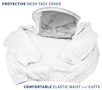 VIVO Professional White XXL Beekeeping Suit, BEE-V105XL2 | Jacket, Pull Over, Smock with Veil, Extra-Extra Large - size: XX-Large - Jacket