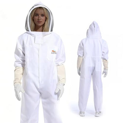 ANDES Sting Proof Bee Suit with Gloves & Fencing Veil, M(Fits 5'3"-5'7") | Professional Beekeeper outfit Kit, Wasp Resistant, Unisex, for Apiary Backyard Halloween, Beginner & Pro - size: Medium