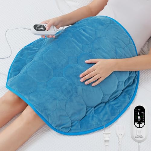 immtree 7lbs Weighted Heating Pad, 24x29 Inches, Extra Large Size Heated Lap Heavy Blanket with Fast Heat Technology, Deeper Pain Relief for Back and Knee, Gifts for Mother Women Adults, Blue - color: Blue, size: 29"x24" 7 Pound