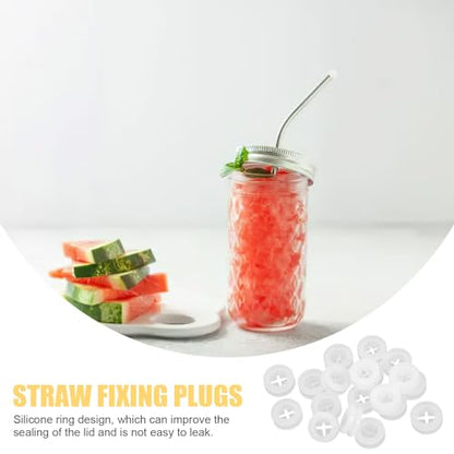CALLARON 20Pcs Silicone Straw Stoppers - 17mm Straw Hole Plugs, Mason Jar Lids Plugs, Silicone Seal Fermenter Lid Grommet, Lids Airlock Grommet - color: B