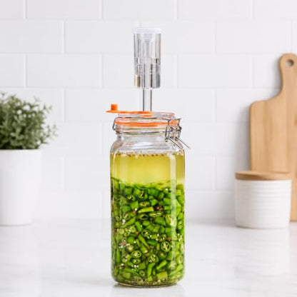 2L Fermentation Jar, Wide Mouth Glass Fermenting Kit wit Airlocks, 2-Pack | Fermentation Glass Jars With Self-Burping Airlocks for Sauerkraut, Kimchi, Pickles, Mead, Cider and Other Homemade Ferments