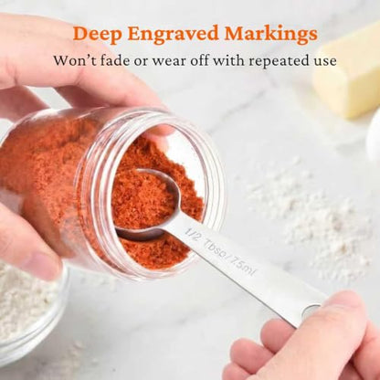 11PCS Measuring Spoons Set Stainless 1 tbsp, 1/2 tbsp, and 1-1/16tsp Steel Measuring Spoons for Cooking Baking Spice Jars and Liquid Ingredients - size: 11 Pcs