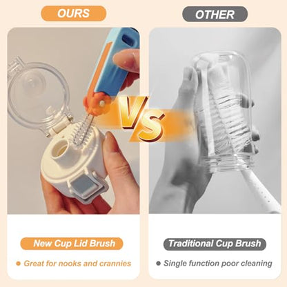 3 in 1 Cup Lid Gap Cleaning Brush Set, Bottle Cleaning Brush Multifunctional Bottle Cleaner Brush Home Kitchen Cleaning Tools, 3PCS - color: 3pcs Mix