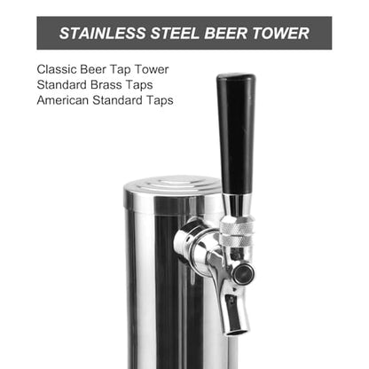 Kegerator Tower Single Faucet Beer Tower Beer Tap Beer Facet Tower Beer Tap Dispenser Stainless Steel Tower Brass Faucet Stainless Core Beer Tap Preassembled Line Keg Tower 3" Kegerator Tower for beer - size: Single Tap-Brass Faucets