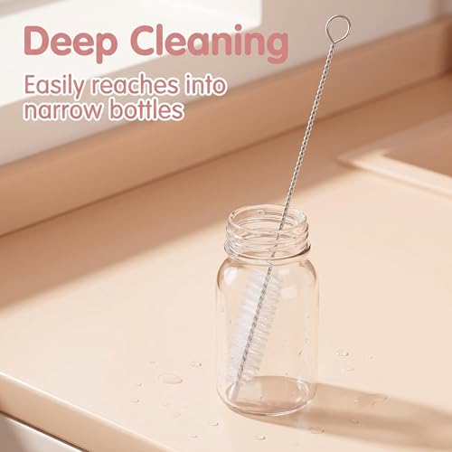 4 Pack Long Handle Pipe Cleaning Brush Set, Soft Bristle Deep Clean Detail Brush for Straws, Narrow Bottles, Small Tubes, Crevices - color: 4 Pcs Clear