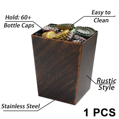 Antique Copper Bottle Cap Catcher Wall Mount Rustic Stainless Steel Beer Top Holder Mountable for Post Table - color: Aged Copper